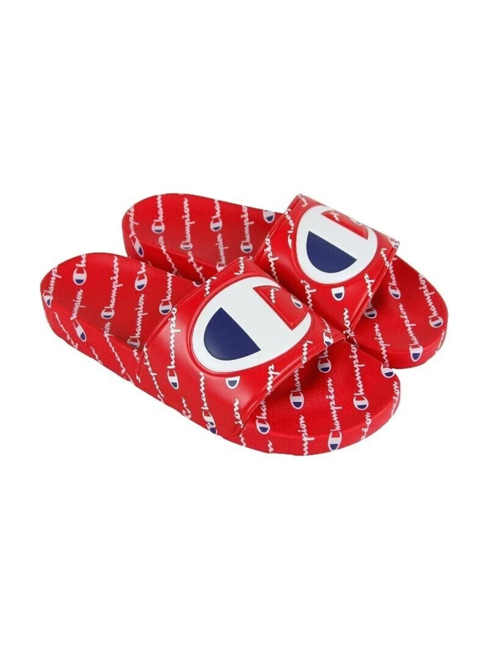 Champion Slides Sandals Spell Out Big Logo IPO Repeat Red Mens 11 BEACH GYM POOL